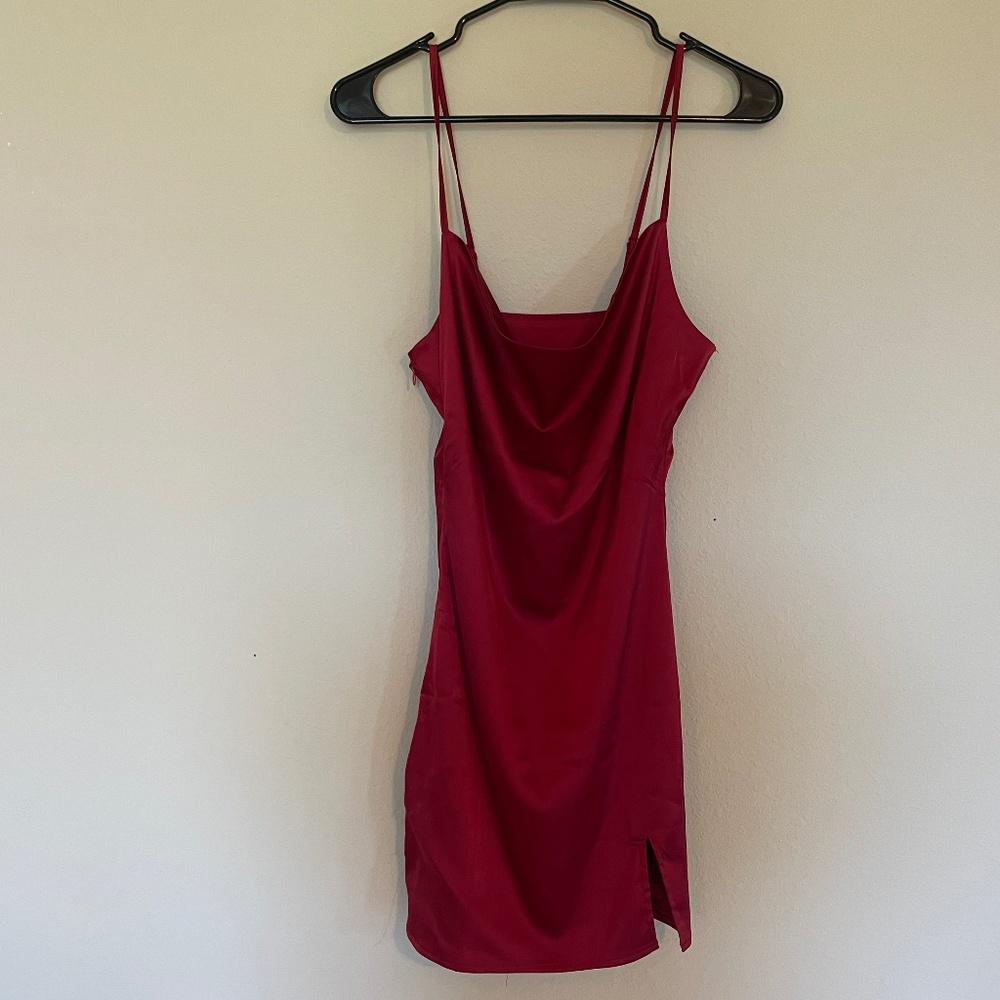 Dark Red Satin Formal Dress